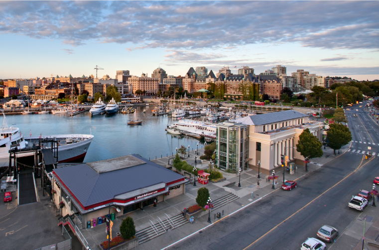 Aerial picture of Victoria BC's Inner Harbour