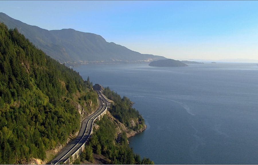 Aerial view of Sea to Sky Highway