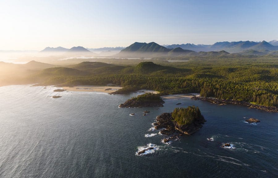 Aerial photograph off the west coast of Vancouver Island
