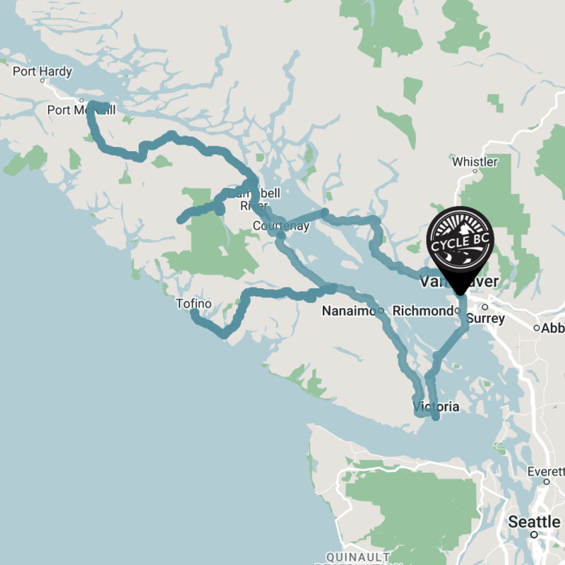 Overall route map for Vancouver Island Totem Tour