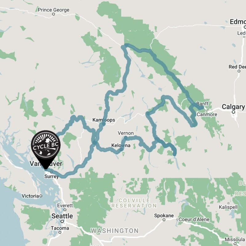Overall route map for Wild Canada West