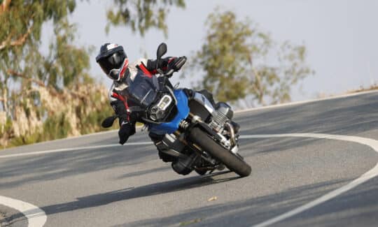 BMW R 1250 GS right hand turn on smooth road