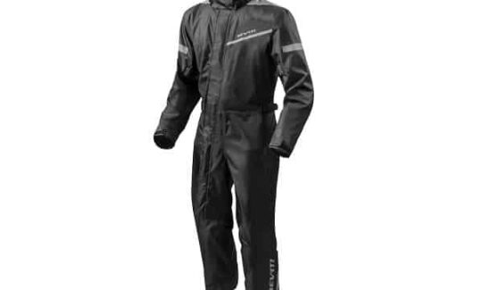 A black motorcycle rain suit