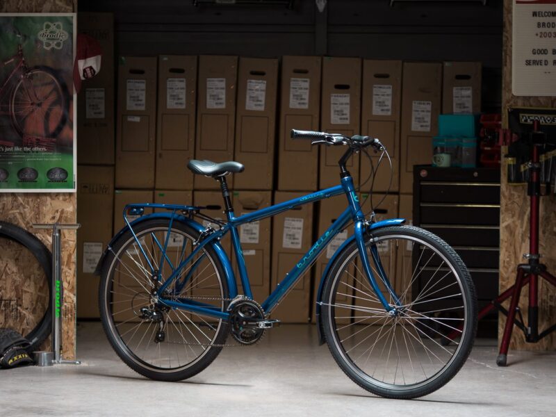 Profile shot of bicycle in a warehouse