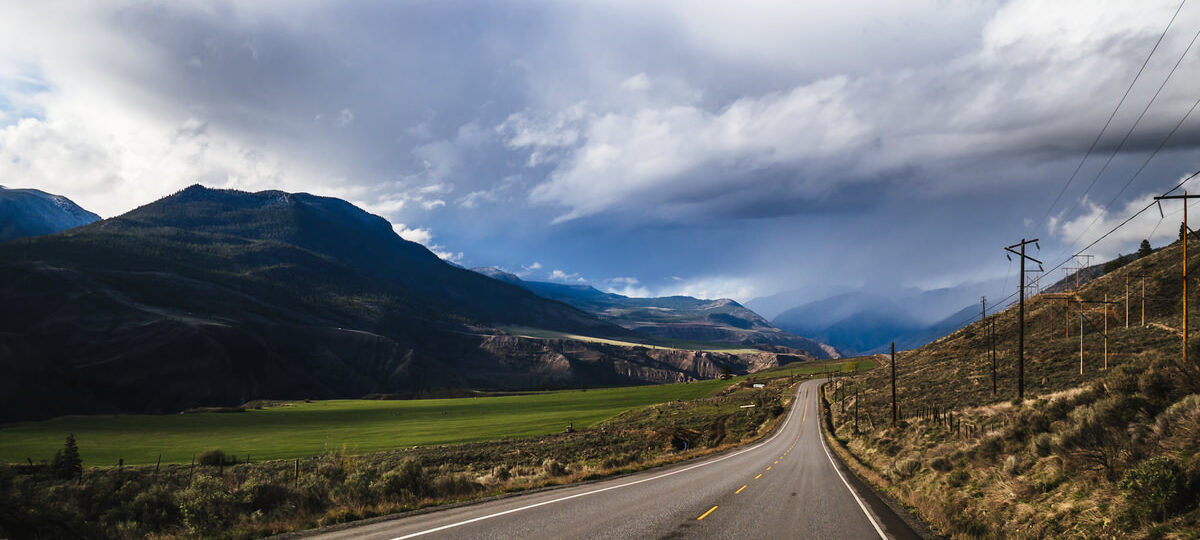 Storm light over Highway 99 between Fountain and Pavillion Lake, Lillooet and Cache Creek