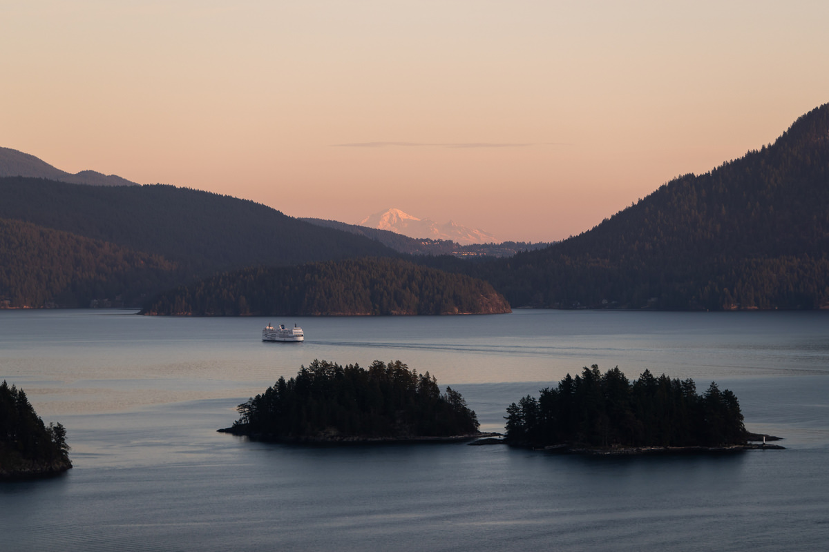 This narrow 55km strip of water separates mainland British Columbia from Vancouver Island. Many islands, large and small, are spread throughout the straight. While on BC Ferries keep your eye out for migrating orca whales, porpoises and eagles.