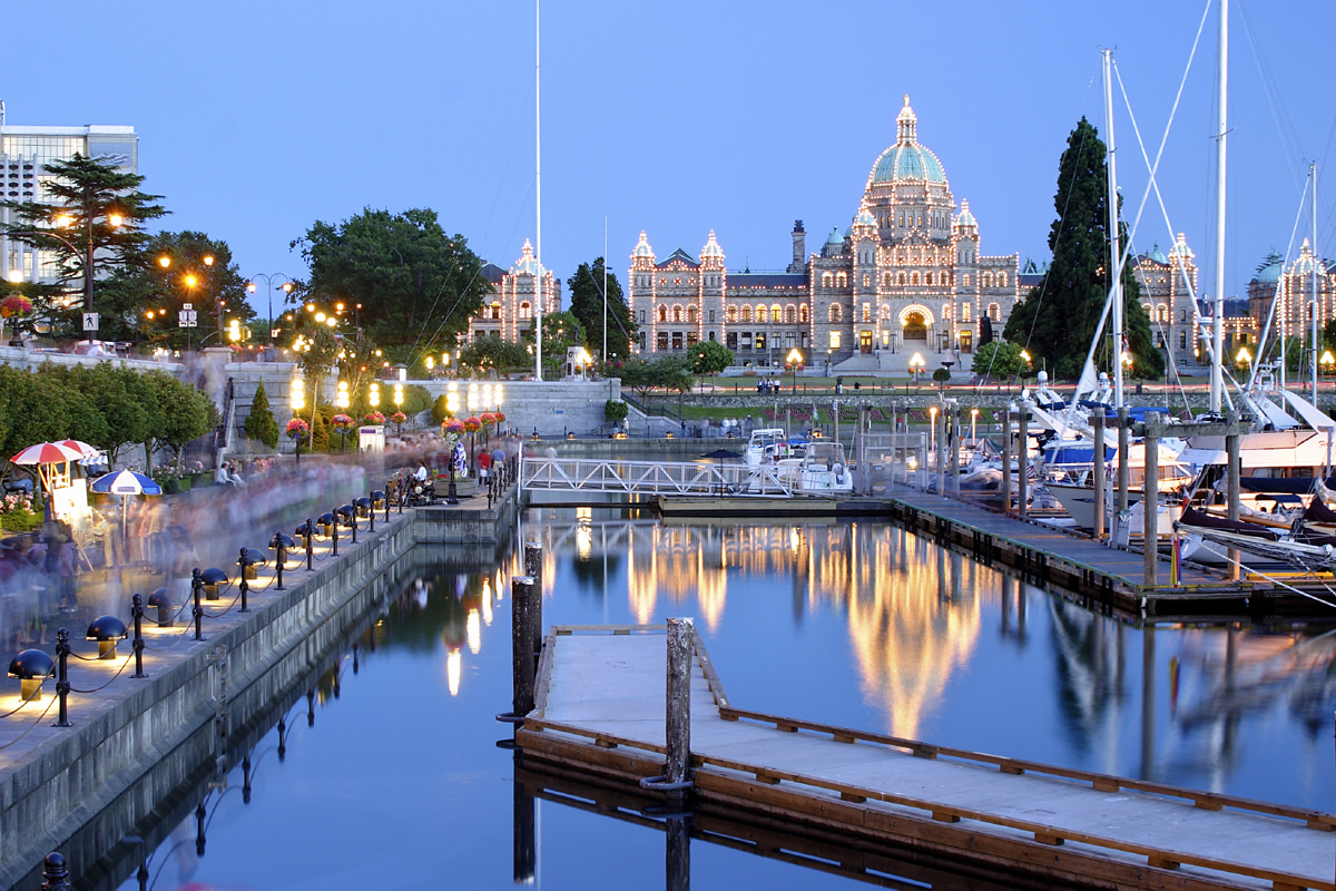Boats docked at the inner harbour in Victoria.