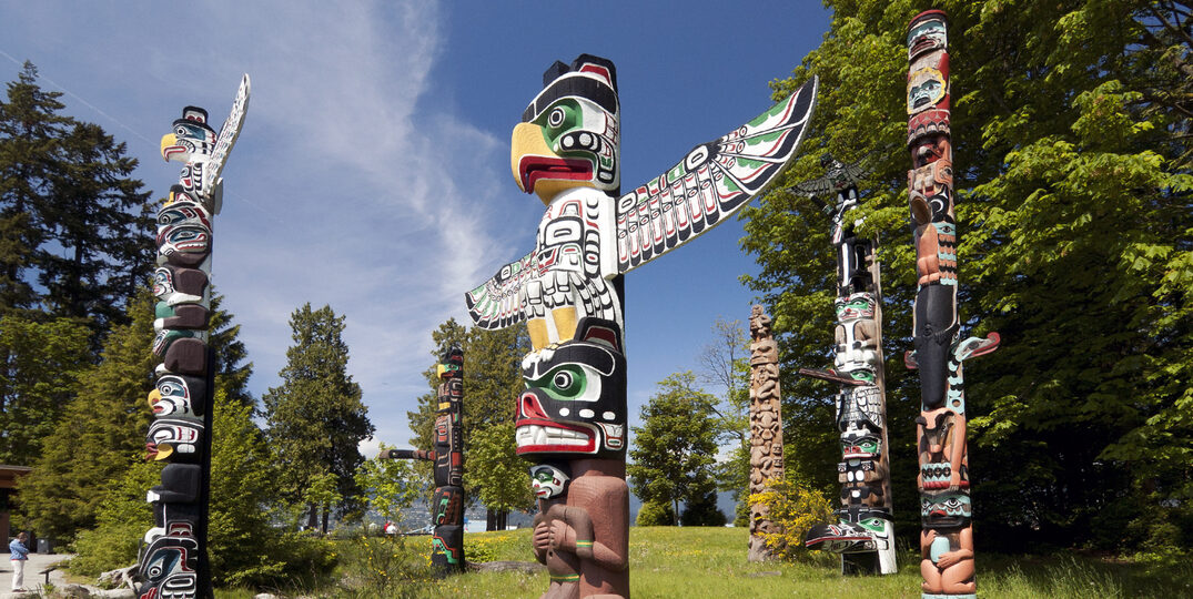 Colorful Totem Poles in Stanley Park
