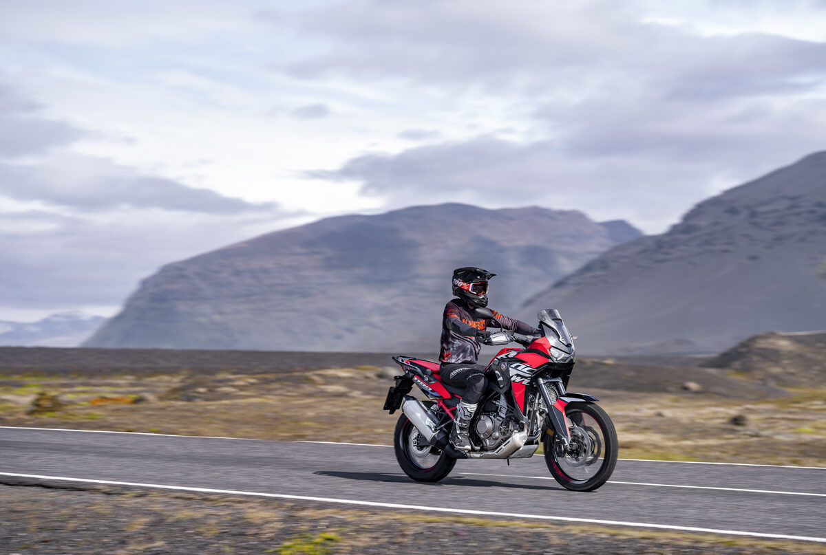A rider on a Africa twin in the desert