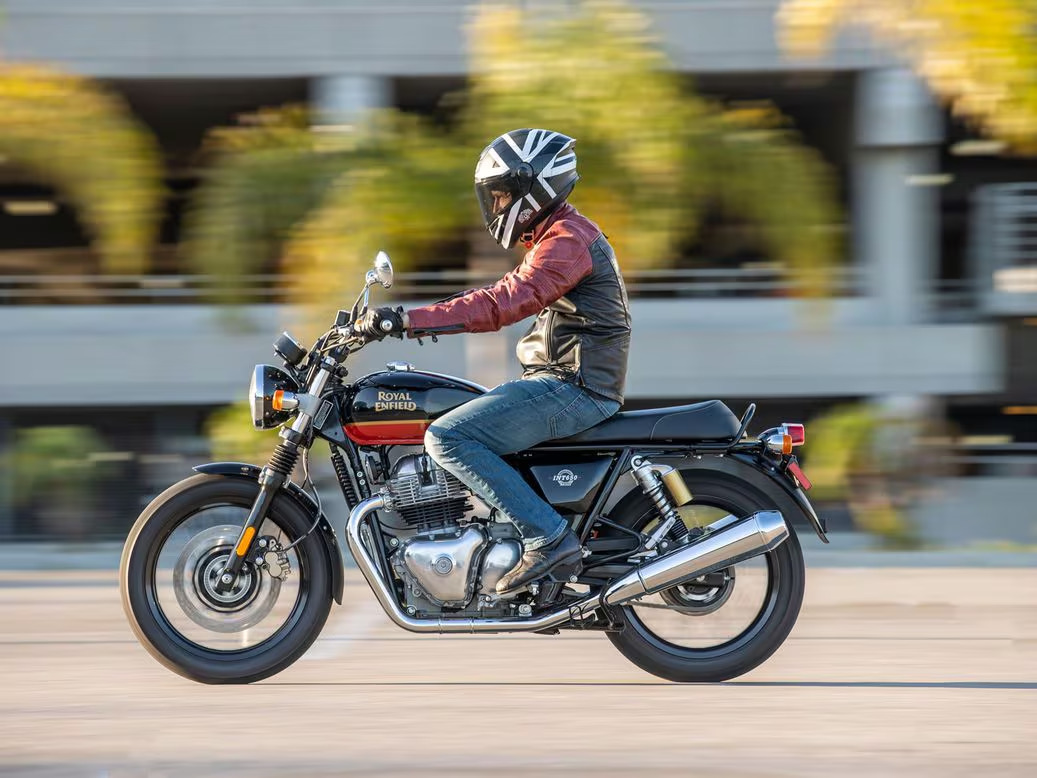 A rider on a Royal Enfield Interceptor 650