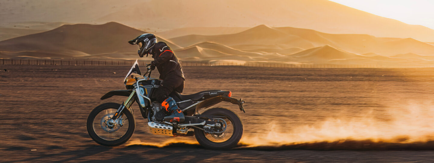 Kove 800X Rally sunset in the desert