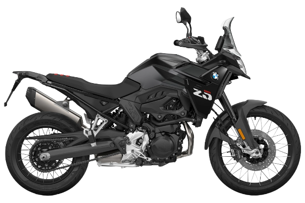 Black BMW adventure motorcycle side view